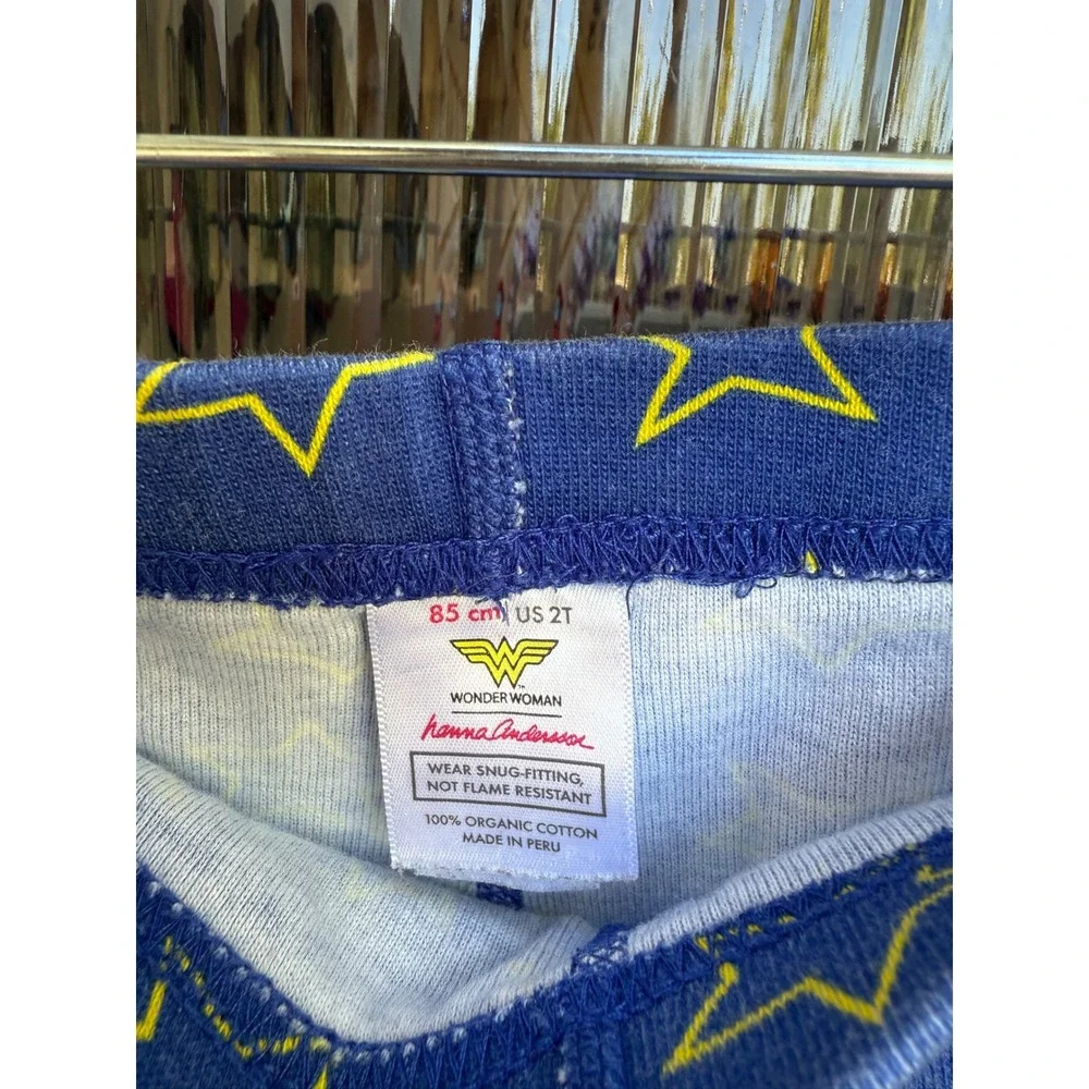 Hanna Andersson Wonder Woman Pajamas Red White Stripe‎ Organic Cotton Size 2T